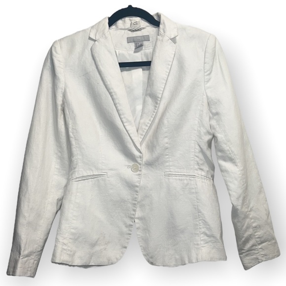 White linen single button blazer size 8 - Picture 1 of 8